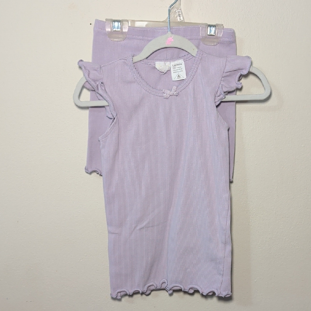 Jamie Kay Pajama Set Lavender Ruffle Sleeves Organic Cotton Comfy Girls Size 6